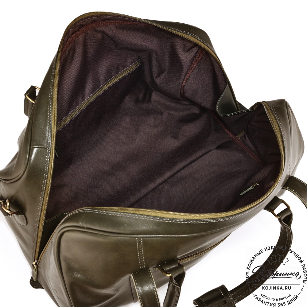 Кожаная дорожная сумка "Филипп" (хаки гладкая кожа)